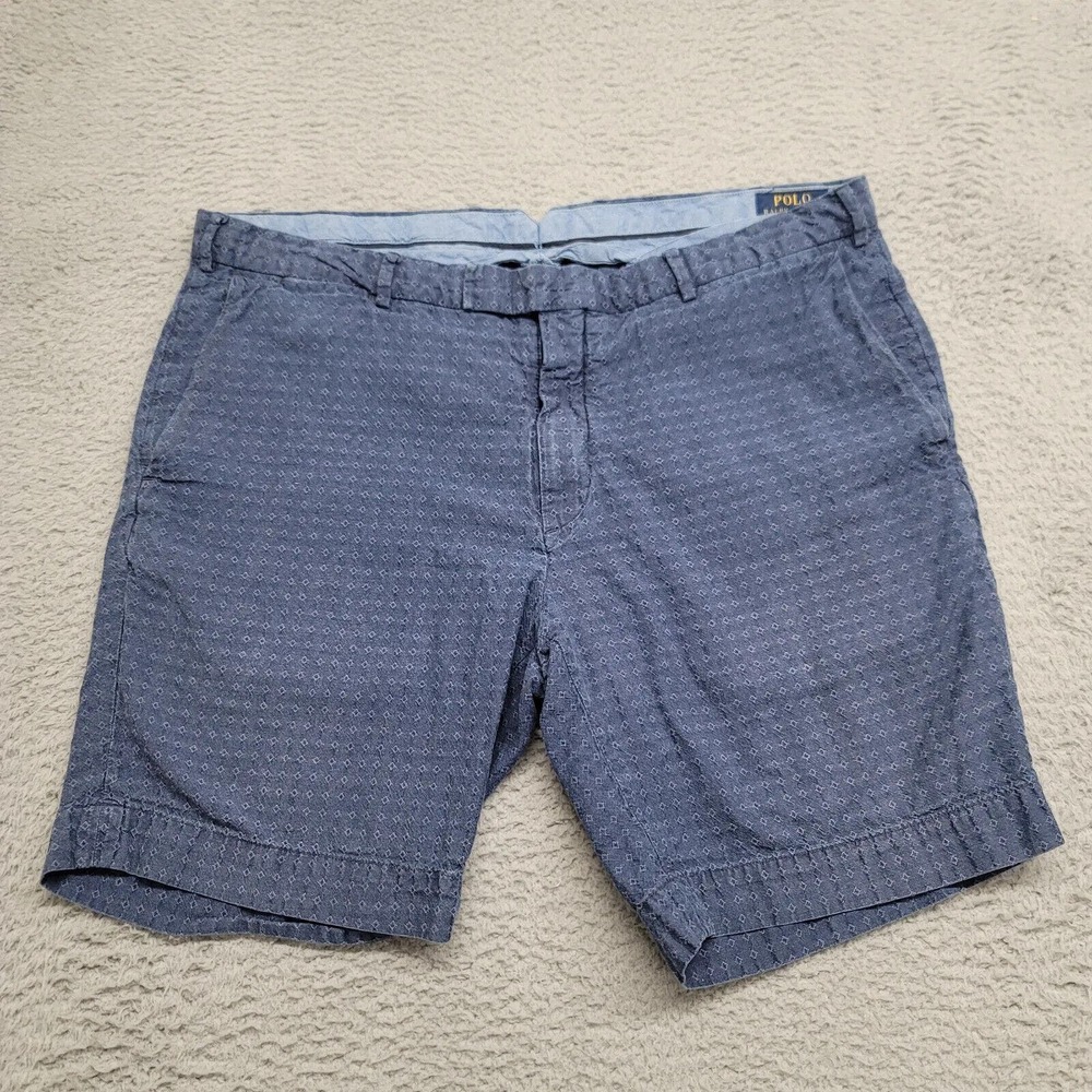 Polo Ralph Lauren Shorts Mens 38 Blue Geometric‎ Straight Fit Casual Lightweight